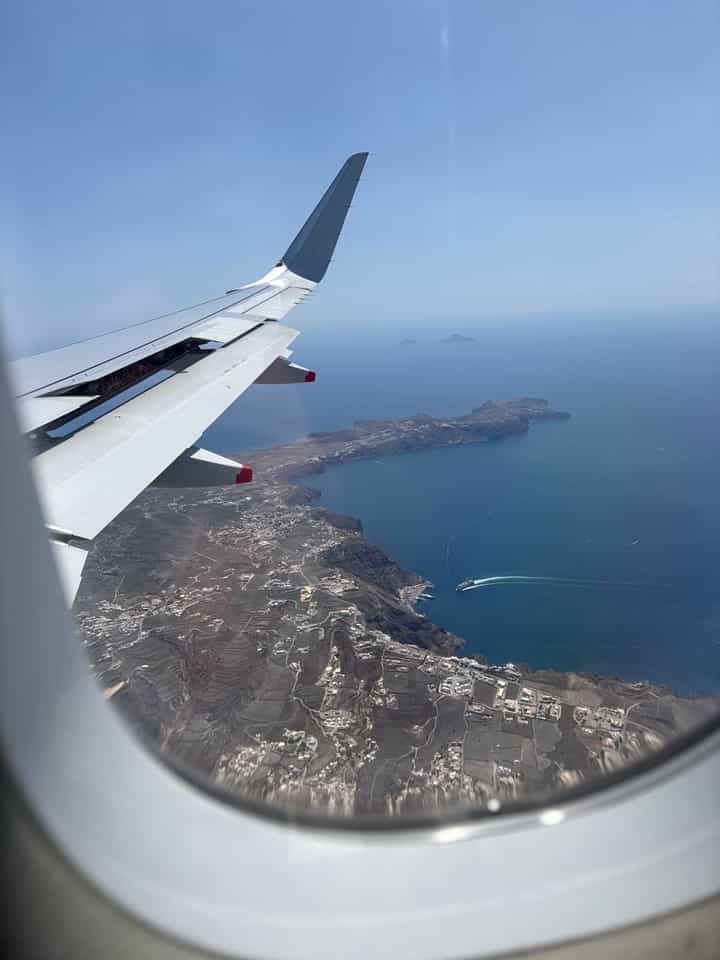 Our first view of Santorini.
