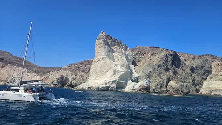 The limestone cliffs on the southern side of Santorini.