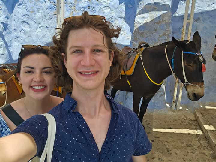 Donkeys heading down to the old port.
