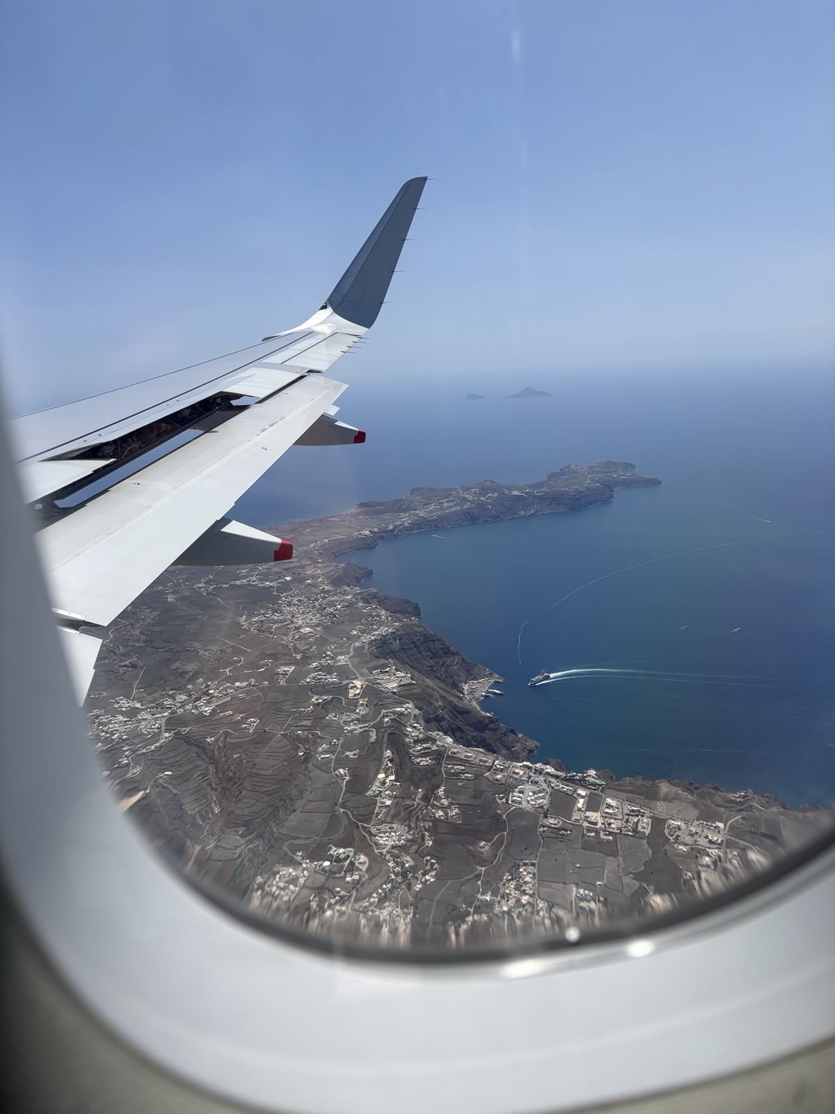 Our first view of Santorini.